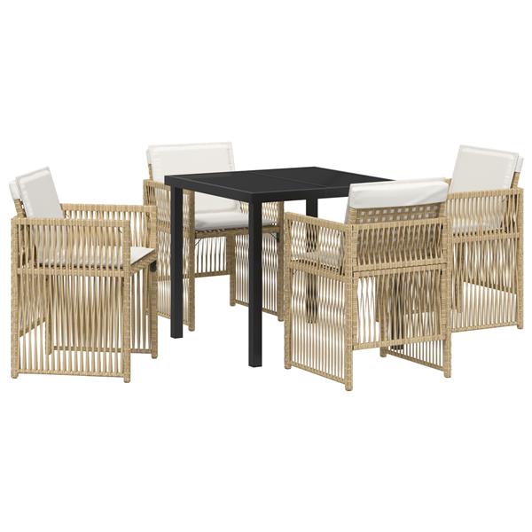 Grote foto vidaxl tuin eetset 5 pcs beige poly riet tuin en terras tuinmeubelen