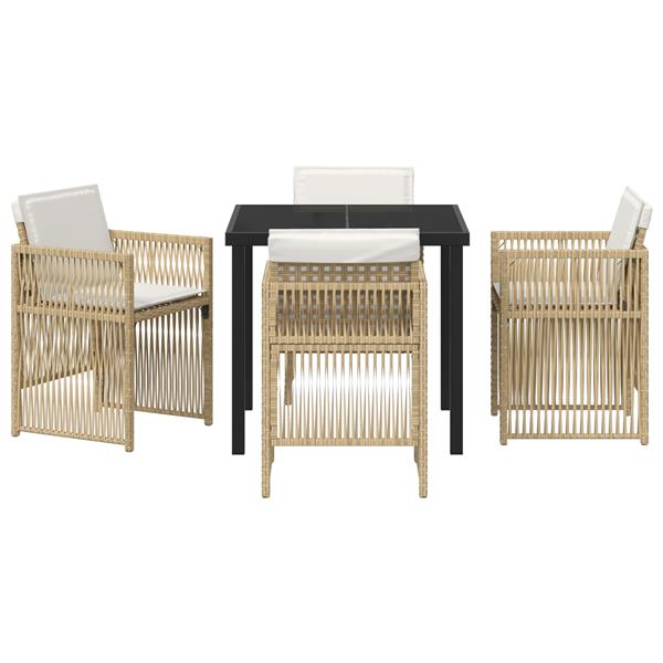 Grote foto vidaxl tuin eetset 5 pcs beige poly riet tuin en terras tuinmeubelen
