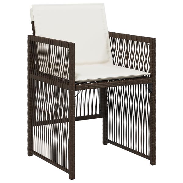Grote foto vidaxl tuin eetset 5 pcs bruin poly riet tuin en terras tuinmeubelen