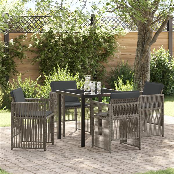 Grote foto vidaxl tuin eetset 5 pcs grijs poly riet tuin en terras tuinmeubelen