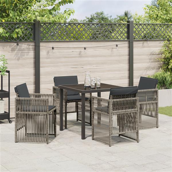 Grote foto vidaxl tuin eetset 5 pcs grijs poly riet tuin en terras tuinmeubelen