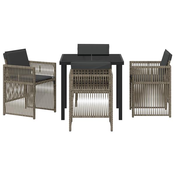 Grote foto vidaxl tuin eetset 5 pcs grijs poly riet tuin en terras tuinmeubelen