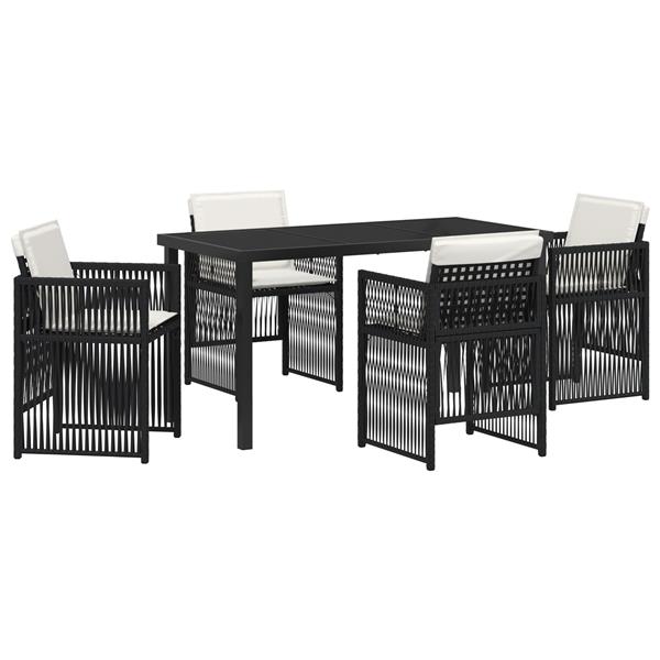 Grote foto vidaxl tuin eetset 5 pcs zwart poly riet tuin en terras tuinmeubelen