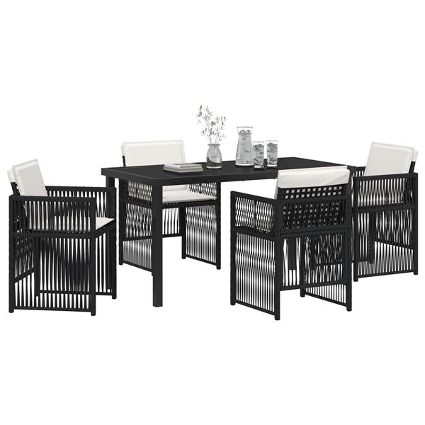 Grote foto vidaxl tuin eetset 5 pcs zwart poly riet tuin en terras tuinmeubelen