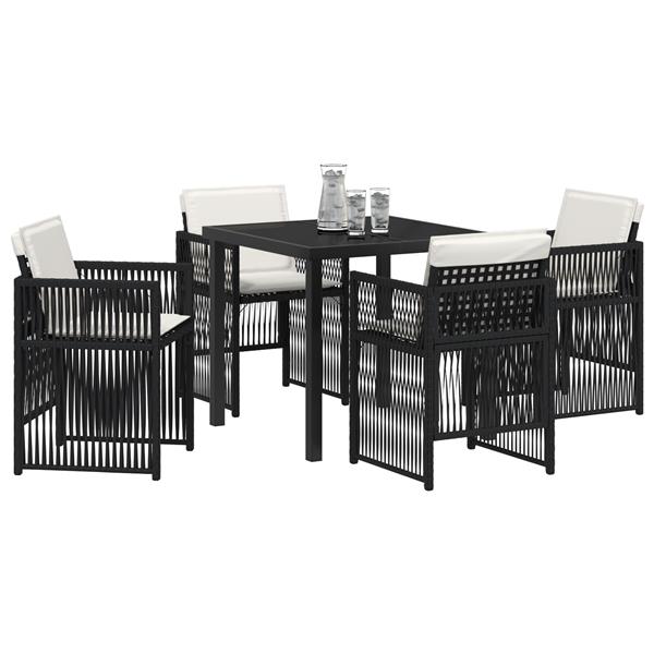 Grote foto vidaxl tuin eetset 5 pcs zwart poly riet tuin en terras tuinmeubelen