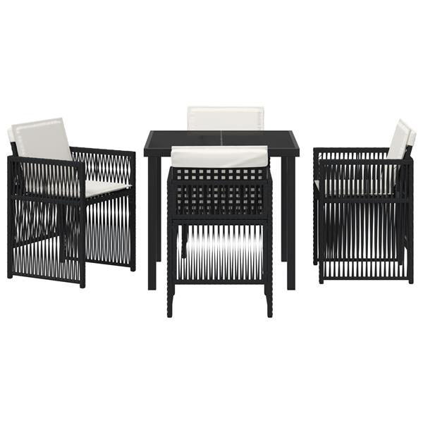 Grote foto vidaxl tuin eetset 5 pcs zwart poly riet tuin en terras tuinmeubelen