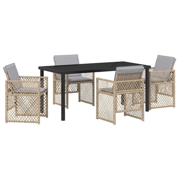 Grote foto vidaxl tuin eetset 5 pcs beige poly rattan tuin en terras tuinmeubelen