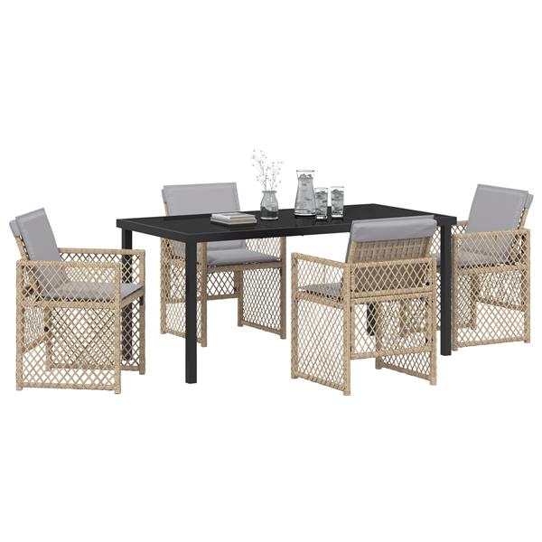 Grote foto vidaxl tuin eetset 5 pcs beige poly rattan tuin en terras tuinmeubelen