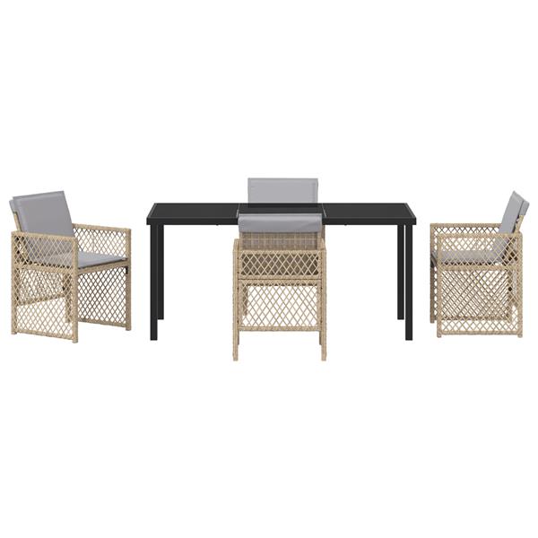 Grote foto vidaxl tuin eetset 5 pcs beige poly rattan tuin en terras tuinmeubelen
