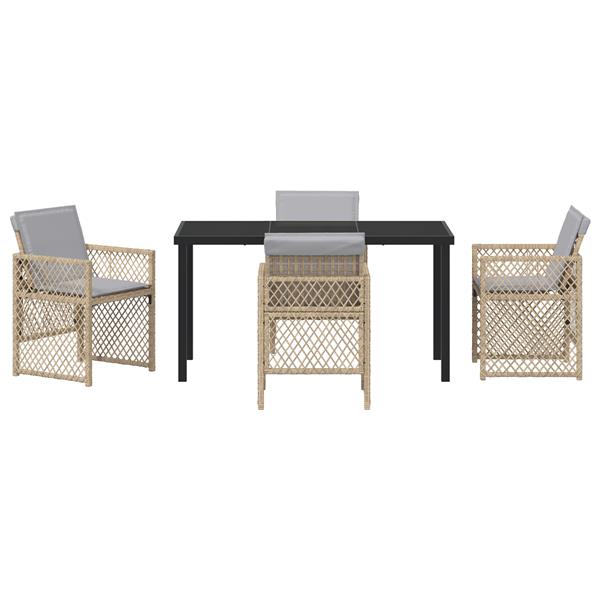 Grote foto vidaxl tuin eetset 5 pcs beige poly rattan tuin en terras tuinmeubelen