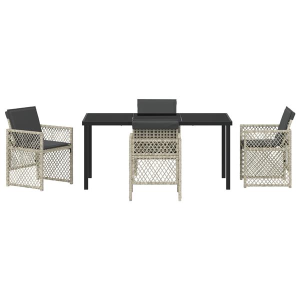 Grote foto vidaxl tuin eetset 5 pcs lichtgrijs poly rattan tuin en terras tuinmeubelen