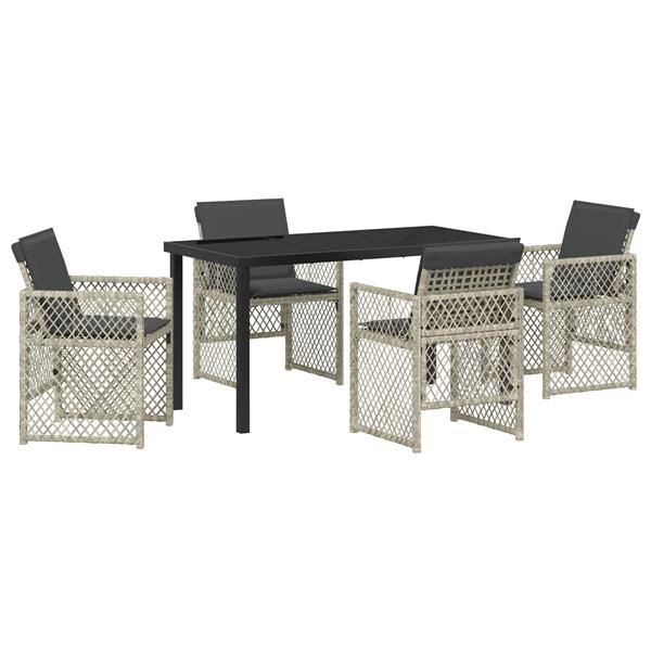 Grote foto vidaxl tuin eetset 5 pcs lichtgrijs poly rattan tuin en terras tuinmeubelen