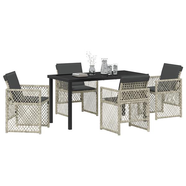 Grote foto vidaxl tuin eetset 5 pcs lichtgrijs poly rattan tuin en terras tuinmeubelen