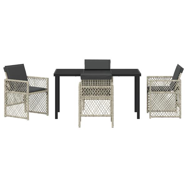 Grote foto vidaxl tuin eetset 5 pcs lichtgrijs poly rattan tuin en terras tuinmeubelen