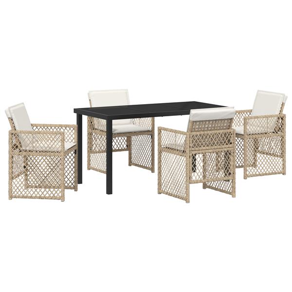 Grote foto vidaxl tuin eetset 5 pcs beige poly rattan tuin en terras tuinmeubelen