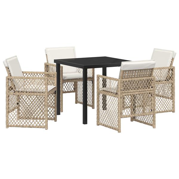 Grote foto vidaxl tuin eetset 5 pcs beige poly rattan tuin en terras tuinmeubelen