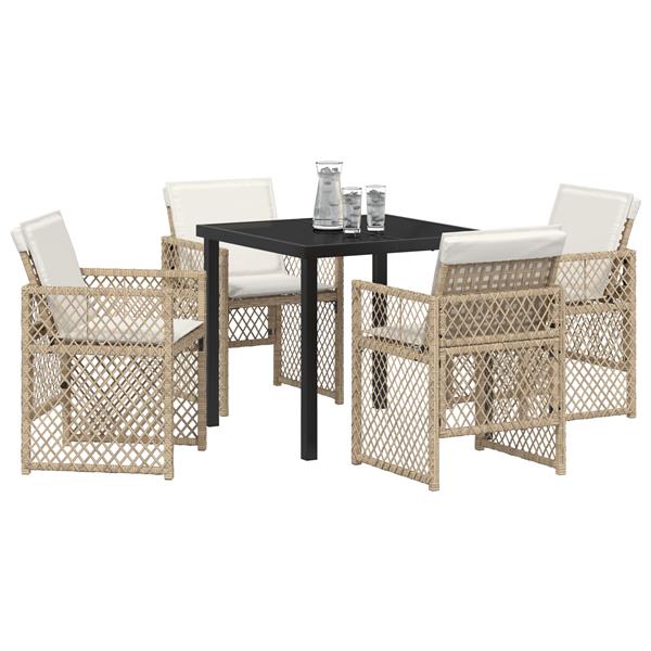 Grote foto vidaxl tuin eetset 5 pcs beige poly rattan tuin en terras tuinmeubelen