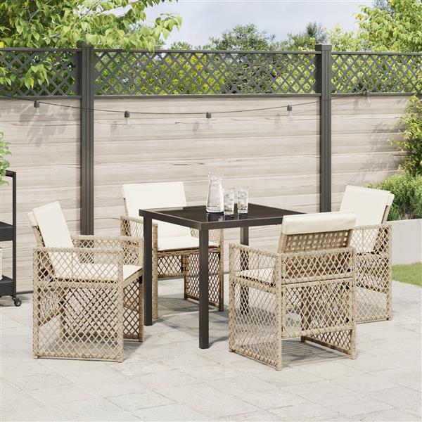 Grote foto vidaxl tuin eetset 5 pcs beige poly rattan tuin en terras tuinmeubelen