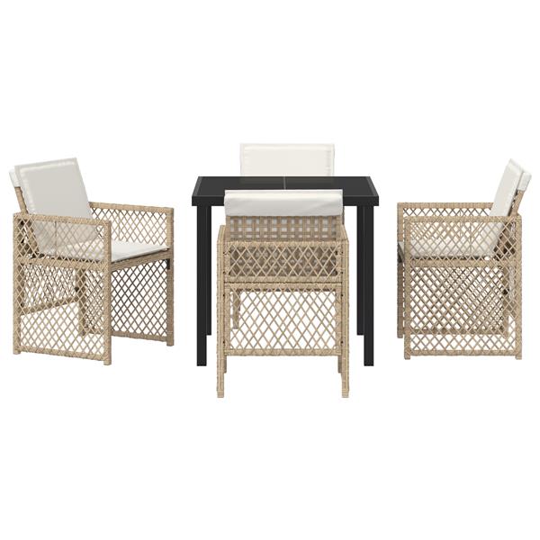 Grote foto vidaxl tuin eetset 5 pcs beige poly rattan tuin en terras tuinmeubelen