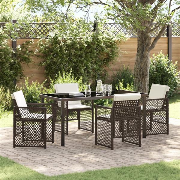 Grote foto vidaxl tuin eetset 5 pcs bruin poly rattan tuin en terras tuinmeubelen