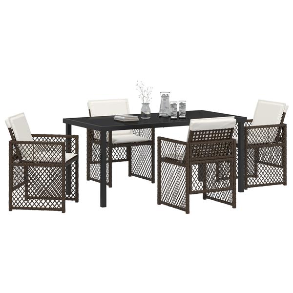 Grote foto vidaxl tuin eetset 5 pcs bruin poly rattan tuin en terras tuinmeubelen