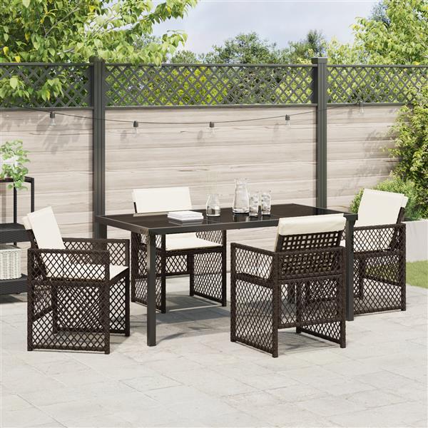 Grote foto vidaxl tuin eetset 5 pcs bruin poly rattan tuin en terras tuinmeubelen