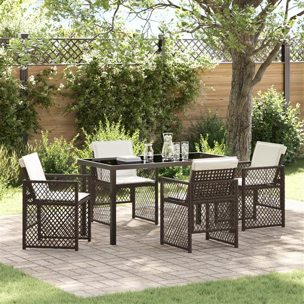 Grote foto vidaxl tuin eetset 5 pcs bruin poly rattan tuin en terras tuinmeubelen