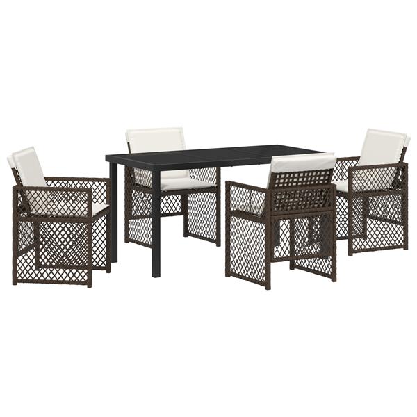 Grote foto vidaxl tuin eetset 5 pcs bruin poly rattan tuin en terras tuinmeubelen