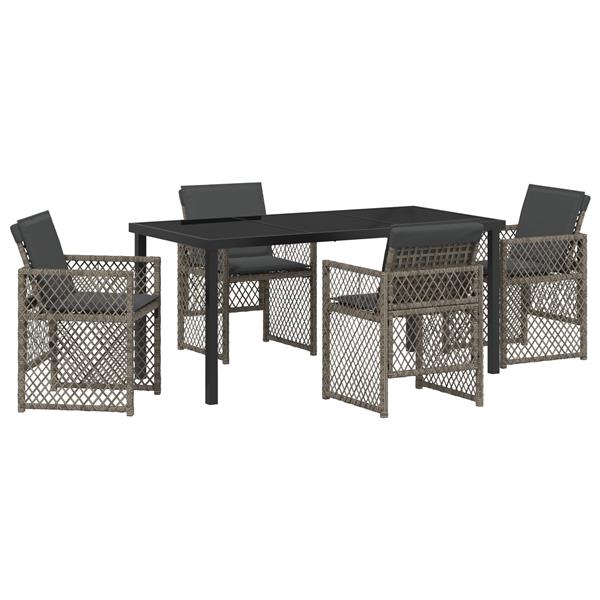 Grote foto vidaxl tuin eetset 5 pcs grijs poly rattan tuin en terras tuinmeubelen