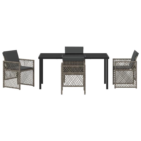 Grote foto vidaxl tuin eetset 5 pcs grijs poly rattan tuin en terras tuinmeubelen