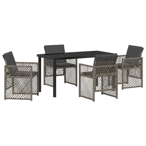 Grote foto vidaxl tuin eetset 5 pcs grijs poly rattan tuin en terras tuinmeubelen