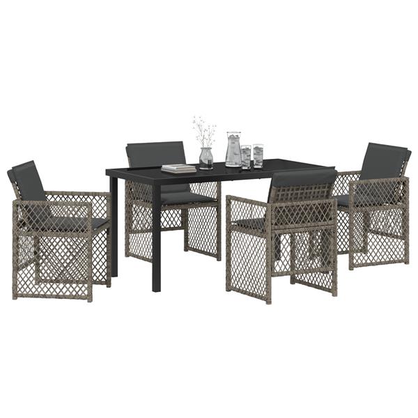 Grote foto vidaxl tuin eetset 5 pcs grijs poly rattan tuin en terras tuinmeubelen