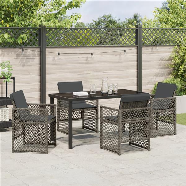 Grote foto vidaxl tuin eetset 5 pcs grijs poly rattan tuin en terras tuinmeubelen