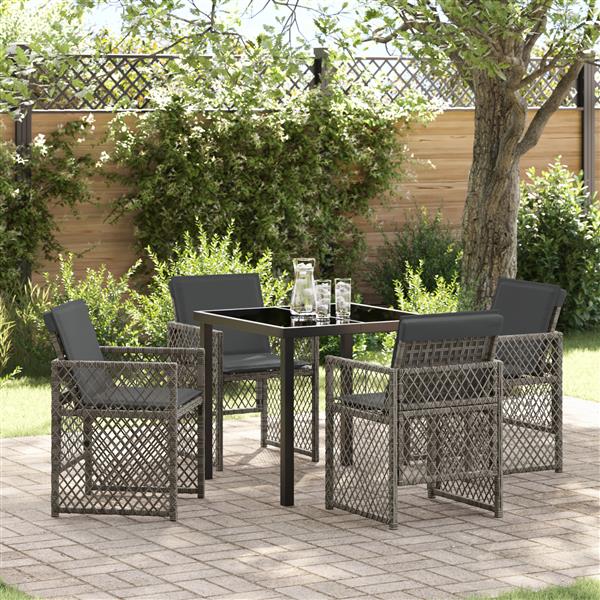Grote foto vidaxl tuin eetset 5 pcs grijs poly rattan tuin en terras tuinmeubelen