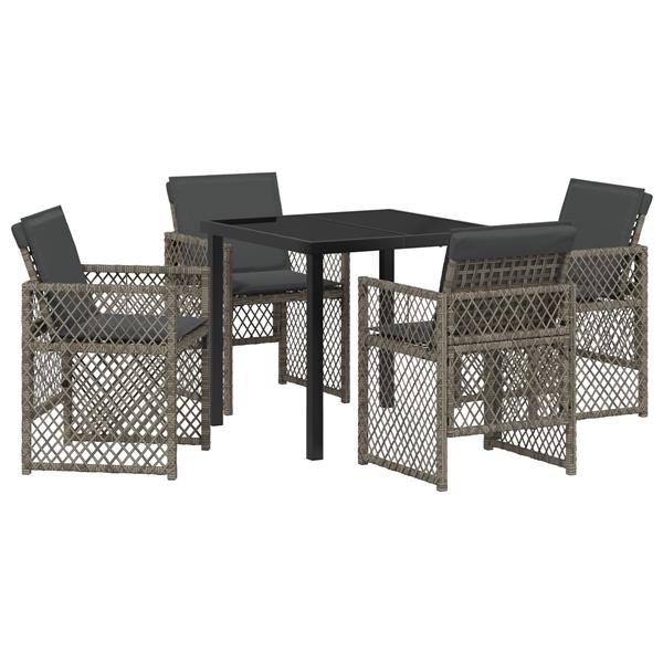Grote foto vidaxl tuin eetset 5 pcs grijs poly rattan tuin en terras tuinmeubelen