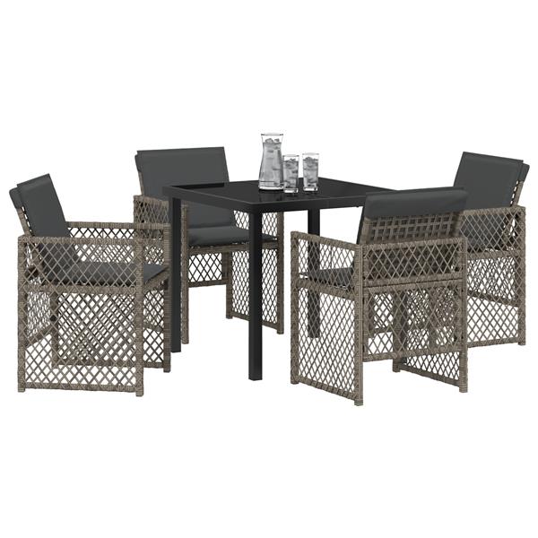 Grote foto vidaxl tuin eetset 5 pcs grijs poly rattan tuin en terras tuinmeubelen