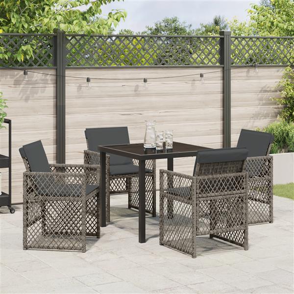 Grote foto vidaxl tuin eetset 5 pcs grijs poly rattan tuin en terras tuinmeubelen