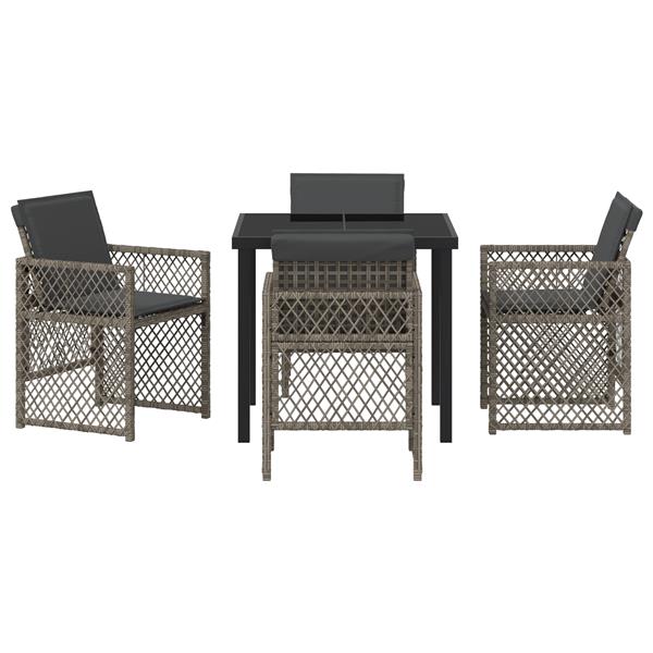 Grote foto vidaxl tuin eetset 5 pcs grijs poly rattan tuin en terras tuinmeubelen