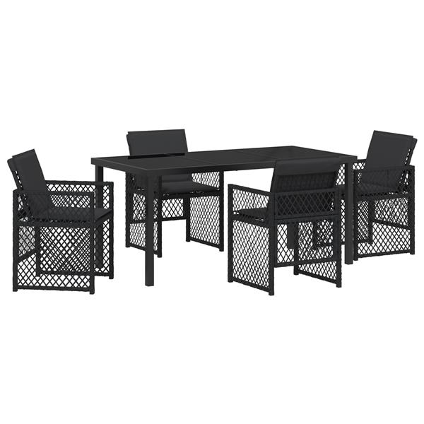 Grote foto vidaxl tuin eetset 5 pcs zwart poly rattan tuin en terras tuinmeubelen