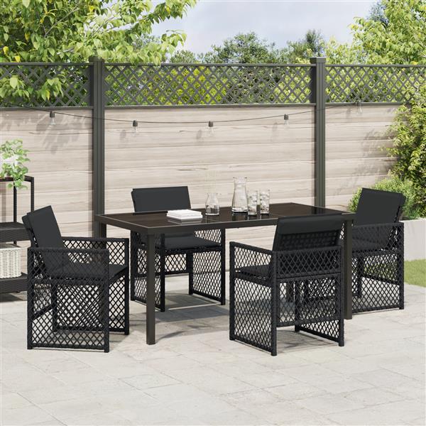 Grote foto vidaxl tuin eetset 5 pcs zwart poly rattan tuin en terras tuinmeubelen