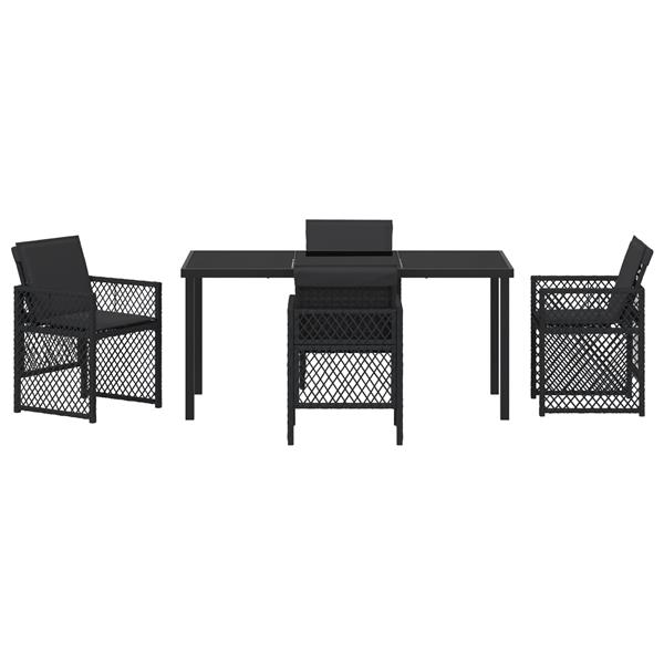 Grote foto vidaxl tuin eetset 5 pcs zwart poly rattan tuin en terras tuinmeubelen