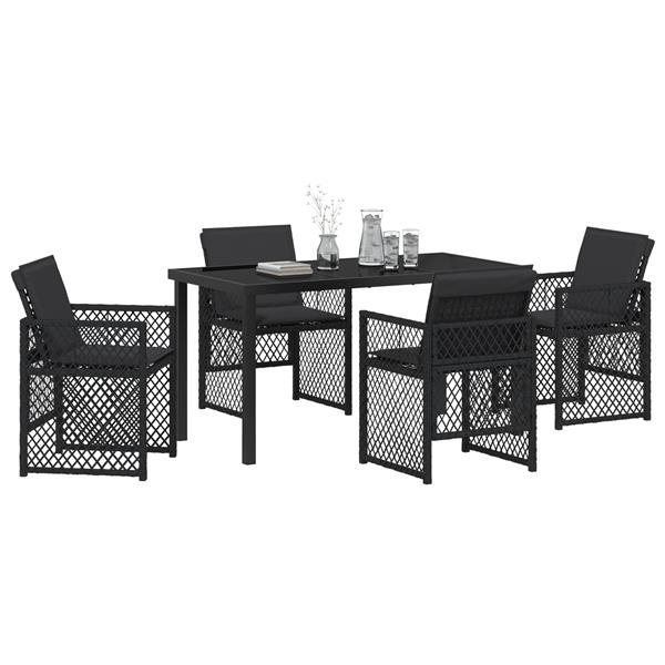 Grote foto vidaxl tuin eetset 5 pcs zwart poly rattan tuin en terras tuinmeubelen