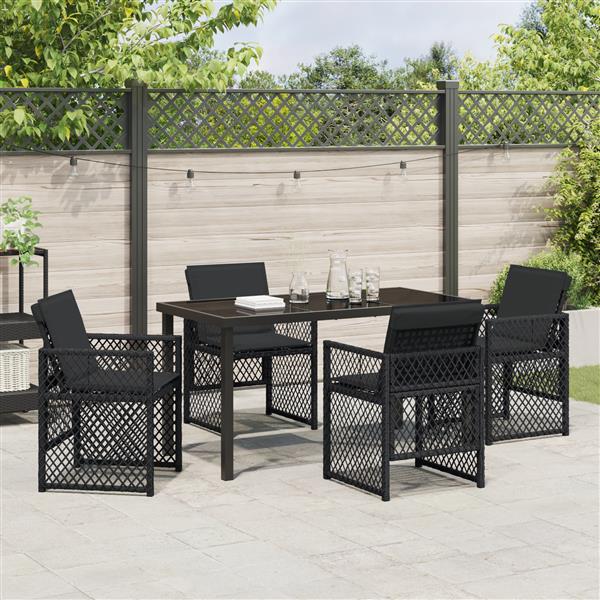 Grote foto vidaxl tuin eetset 5 pcs zwart poly rattan tuin en terras tuinmeubelen