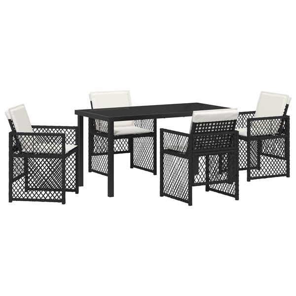 Grote foto vidaxl tuin eetset 5 pcs zwart poly rattan tuin en terras tuinmeubelen