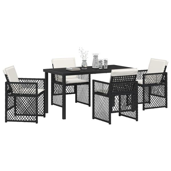 Grote foto vidaxl tuin eetset 5 pcs zwart poly rattan tuin en terras tuinmeubelen