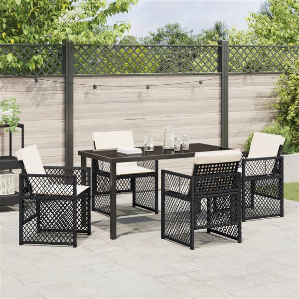 Grote foto vidaxl tuin eetset 5 pcs zwart poly rattan tuin en terras tuinmeubelen