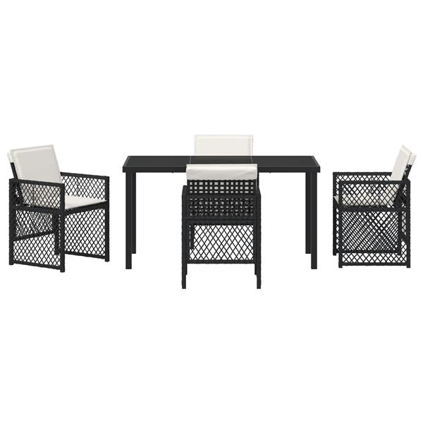 Grote foto vidaxl tuin eetset 5 pcs zwart poly rattan tuin en terras tuinmeubelen