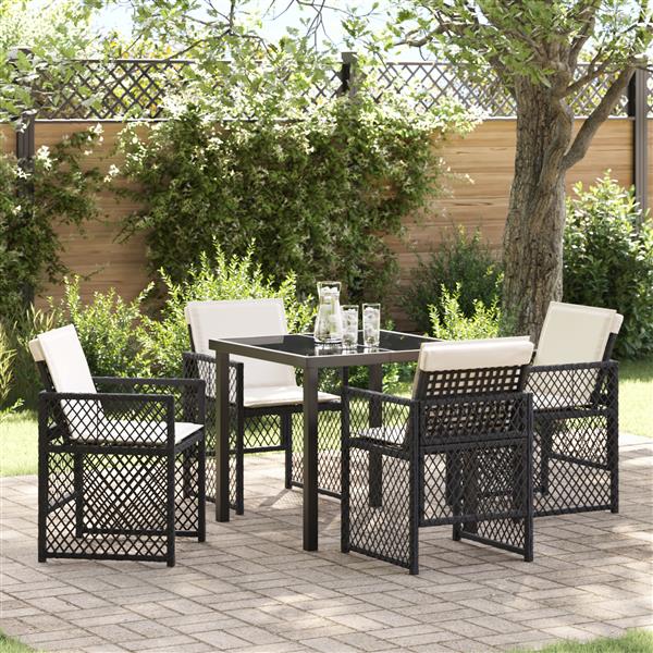 Grote foto vidaxl tuin eetset 5 pcs zwart poly rattan tuin en terras tuinmeubelen