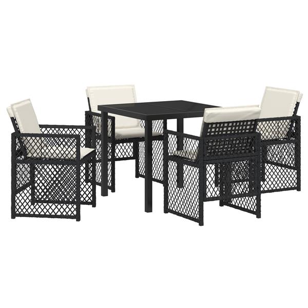 Grote foto vidaxl tuin eetset 5 pcs zwart poly rattan tuin en terras tuinmeubelen