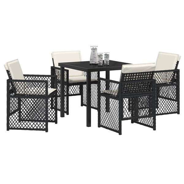 Grote foto vidaxl tuin eetset 5 pcs zwart poly rattan tuin en terras tuinmeubelen